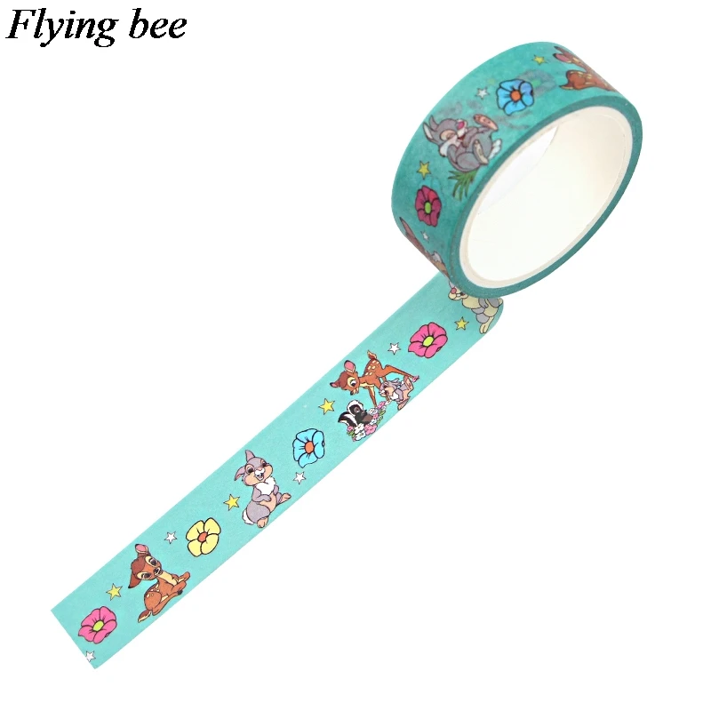 Flyingbee 15 мм X 5 м Бумага васи клейкие ленты Бэмби мультфильм клейкая лента DIY Скрапбукинг Стикеры этикетка маскировки TapeX0696