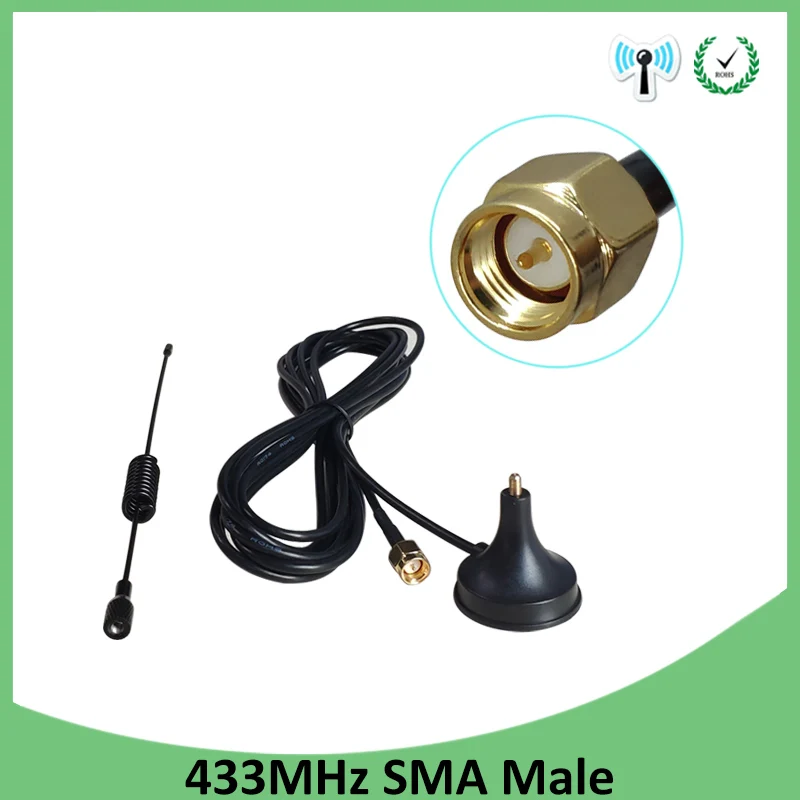 

10pcs 5dbi 433Mhz Antenna 433 MHz antena GSM SMA Male Connector with Magnetic base for Radio Signal Booster Wireless Repeater