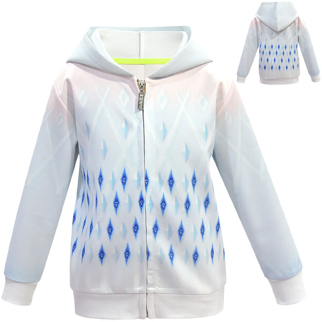 

Spring and Autumn Frozen Cosplay Aisha Jacket Girl Zipper Shirt Long Sleeve Medium and Large Children's Hooded Windproof Sweater
