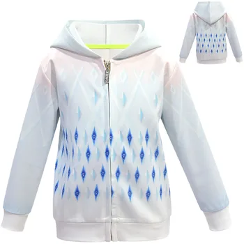 

Spring and Autumn Frozen Cosplay Aisha Jacket Girl Zipper Shirt Long Sleeve Medium and Large Children's Hooded Windproof Sweater