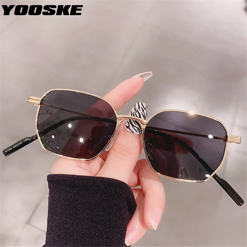 

Модные мужские солнцезащитные очки YOOSKE, винтажные брендовые дизайнерские нестандартные солнцезащитные очки, женские декоративные маленькие очки, черные оттенки, UV400