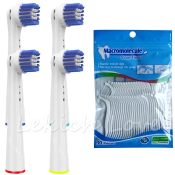 

4 Pcs Toothbrush Heads for Oral B Electric Toothbrush Come with 30Pcs Dental Floss Sticks for Cleaning Teeth Easy