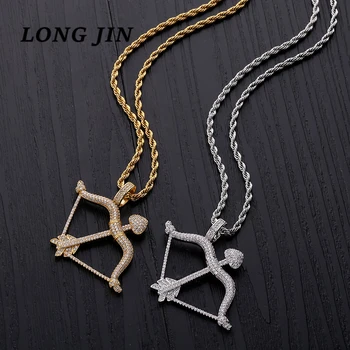 

European And American Mythology Cupid's Arrow Personality Hip Hop Solid Pendant Micro Inlaid Zircon Trend Necklace Ornament