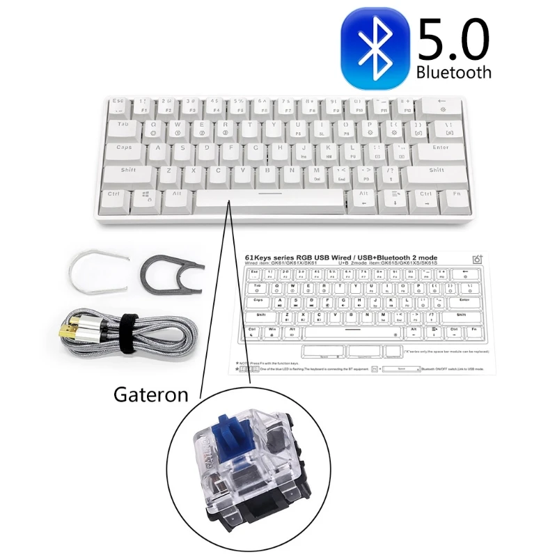 GK61 SK61 61 Key Mechanical Keyboard USB Wired LED Backlit Axis Gaming Mechanical Keyboard Gateron Optical Switches For Desktop 