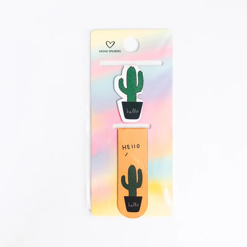 2pcs/set Cactus Magnetic Bookmarks for Books Kawaii Student Stationery Books Marker of Page Paper Clip Kids Gift