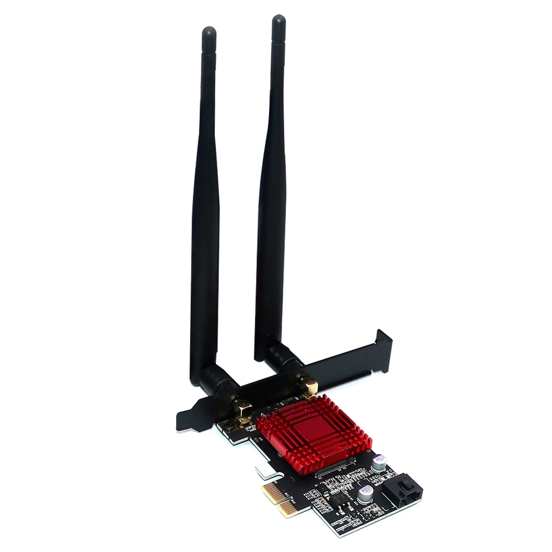

Add On Cards Dual Antenna SSD M.2 Key A to PCI-E X1 Adapter Converter with Heatsink for NGFF 7265/8260/8265/9260 No WiFi Card