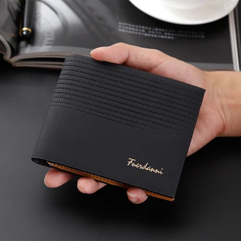 

2019 Men Short Paragraph wallet Clips Business Tide wallet European and American Cross section Leather Wallet large capacity Bag