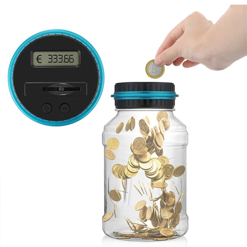 LCD Counting Coin Money Saving Box Jar Coins Storage Box For USD EURO Money Piggy Bank Counter Coin Electronic Digital