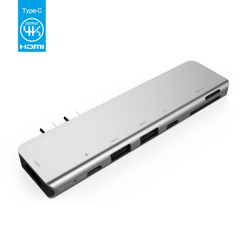 AAAJ-7 в 1 Thunderbolt3 USB 3,1 type C концентратор 4 к 60 Гц USB адаптер Поддержка 87 Вт Зарядка для MacBook Pro/tv