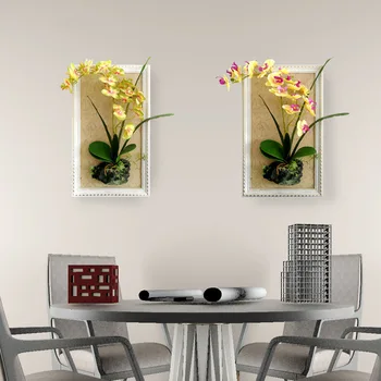 

New Products Artificial Plant Butterfly Orchid Wall Hangers Flower Indoor Home 3D Solid Wood Decoration Frame Flower