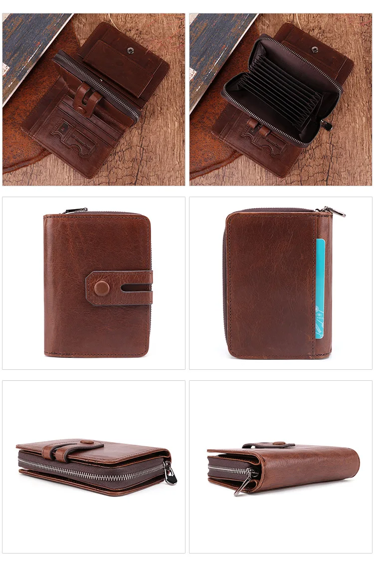 Multi-function leather men's wallet rfid anti-theft brush multi-card bag organ wallet casual fashion clutch bag men's bag