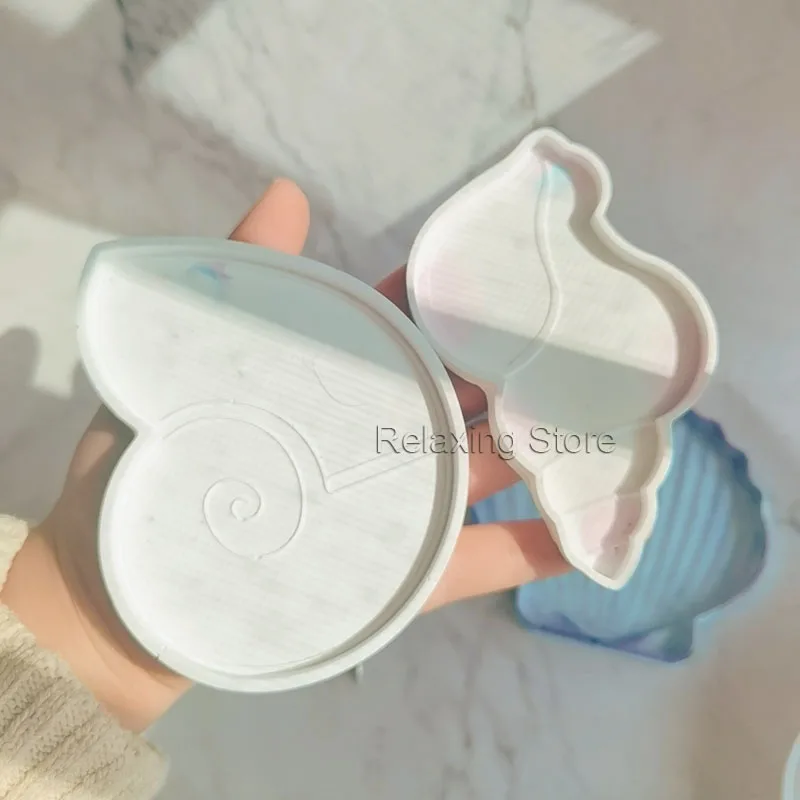 Mini Shell Concrete Storage Tray Silicone Molds Conch Cement Candlestick Plaster Jewelry Display Tray Plate Resin Epoxy Mould