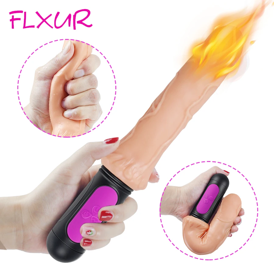 Heated Realistic Dildo Vibrator Flexible Artificial Penis Sex Toy for Women Vagina Stimulator Erotic Machine Adult Product