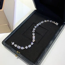 Брендовые ювелирные изделия из чистого 925 пробы серебра для женщин большой CZ браслет с цветами из кристаллов Милый Сладкий Желе горячий браслет серебряные ювелирные изделия