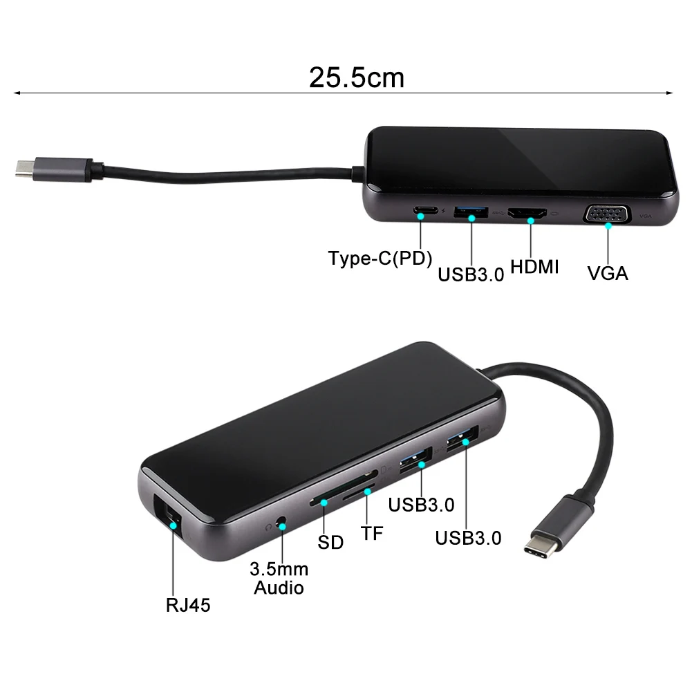 5/6/8/10 Порты мульти Тип C док-станция USB C концентратор USB C до USB 3,0 HDMI адаптер RJ45 VGA 3,5 аудио SD карты памяти для MacBook Pro/Air