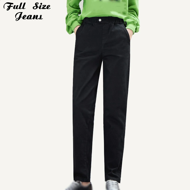 Plus Size Boyfriend Loose Black Harem Jeans 3XL 5XL 7XL Autumn High Street Vintage Long Mom Denim Pants Casual Trousers | Женская одежда