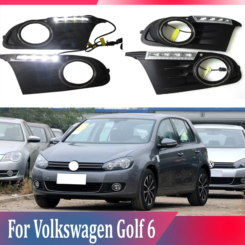 2pcs For Volkswagen Golf 6 MK6 2010-2013 6000K White Light LED Daytime Driving Running Light DRL Car Fog Lamp