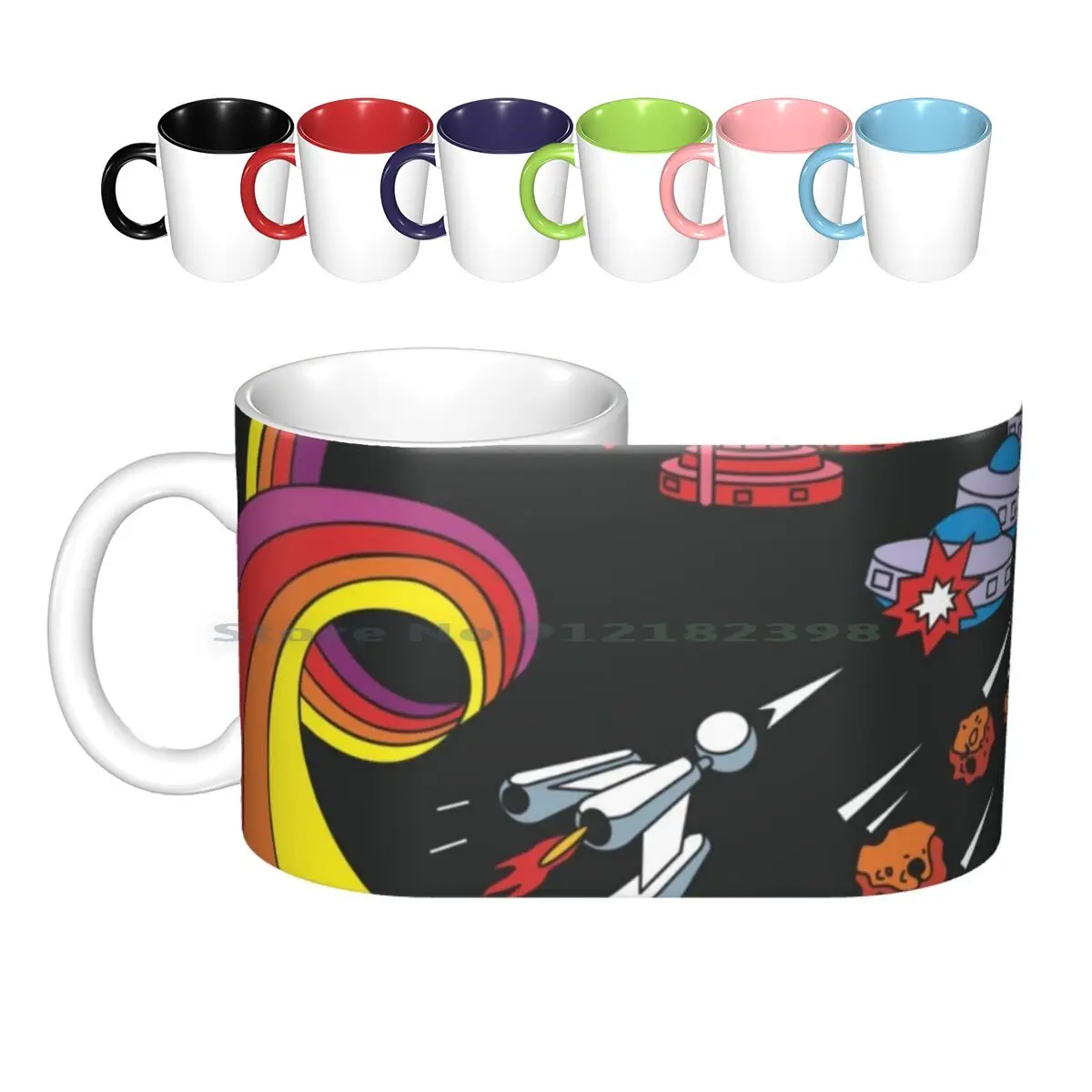 Megamania Tazze In Ceramica Tazze Da Caffè Tazza Da Tè Al Latte Mega Mania Videogioco Activision 2600 Attack Dream Nightmare Joystick Missile