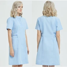 Летняя рабочая одежда для медсестер с короткими рукавами и круглым вырезом, зимняя Больничная медицинская аптека, униформа для салона, лабораторное пальто