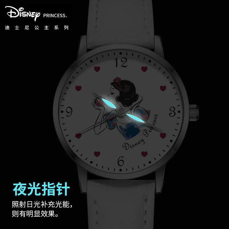 Брендовые детские наручные часы disney для девочек, кварцевые детские часы из натуральной кожи, водонепроницаемые часы для девочек-принцесс