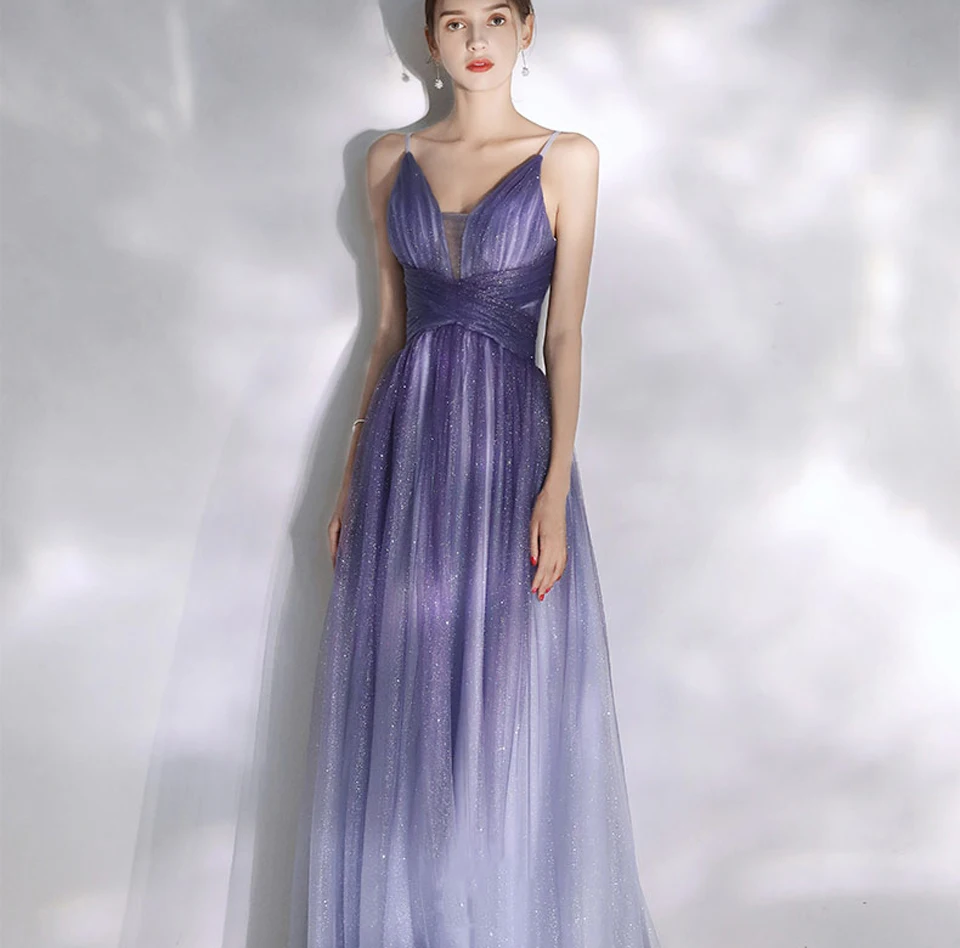 LAMYA Robe De Soiree новые сексуальные платья на тонких бретелях с v-образным вырезом Длинные вечерние платья элегантные тюлевые Abendkleider роскошное платье для выпускного вечера
