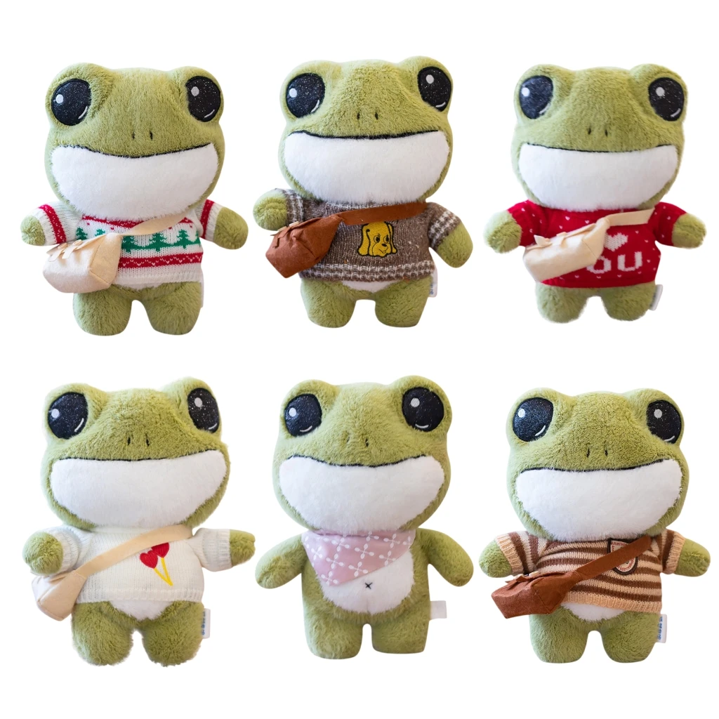 Зеленая Милая лягушка с большими глазами плюшевая игрушка мягкий свитер