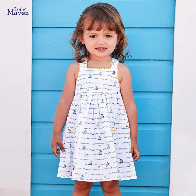 fancy baby dresses Little maven Baby Girls Sleeveless Summer Dress for New Year 2022 Lovely Toddler Children Cotton Clothes Casual for Kids 2-7year long skirt top design for baby girl