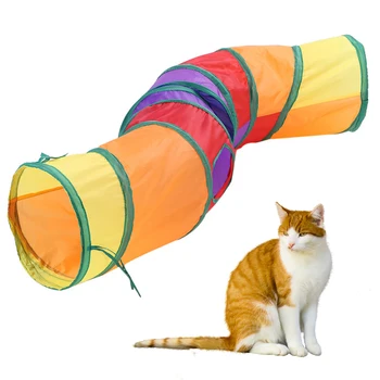 

Cat Tunnel Collapsible Indoor Outdoor 2 Way Tube Tunnel Toy For Cats Kitten For Kittens In Door And Outdoor Size 123x25x25cm