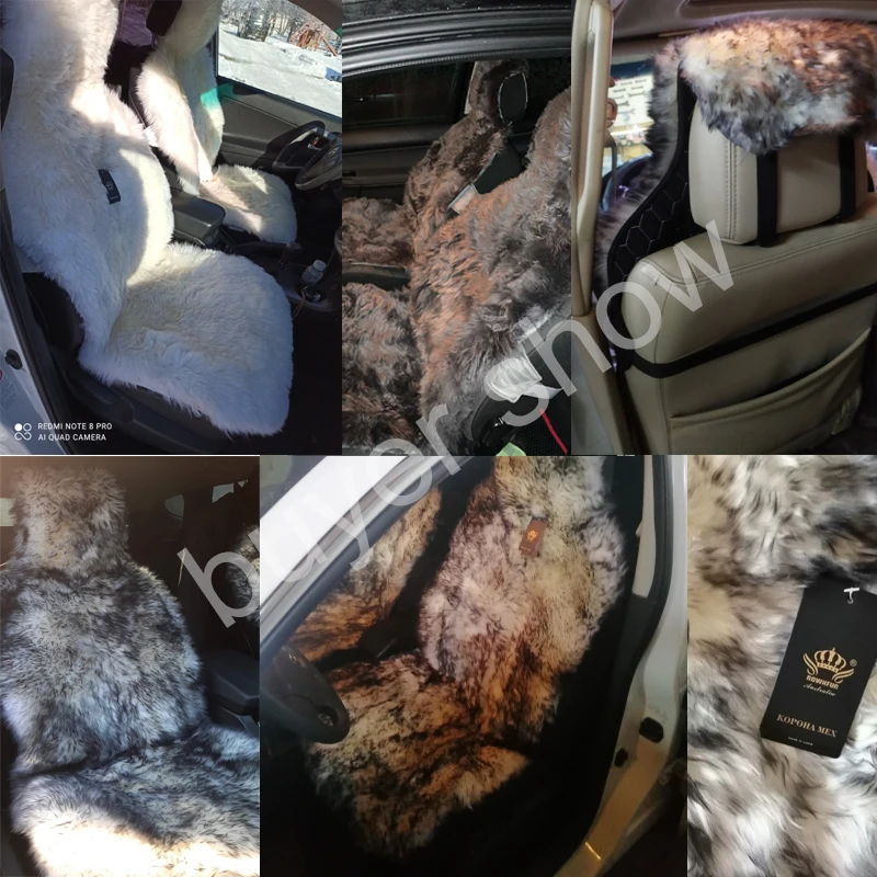 корона мех Натуральный Австралийской овчины накидки на сиденья автомобиля 1шт