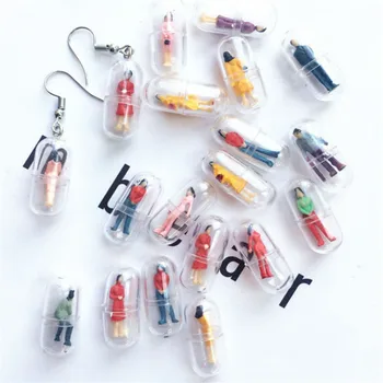 

Transparent Capsules Colorful Little Human Drop Earrings Capsule Lilliput Cute Dangle Earrings Random Collection Funny Creative