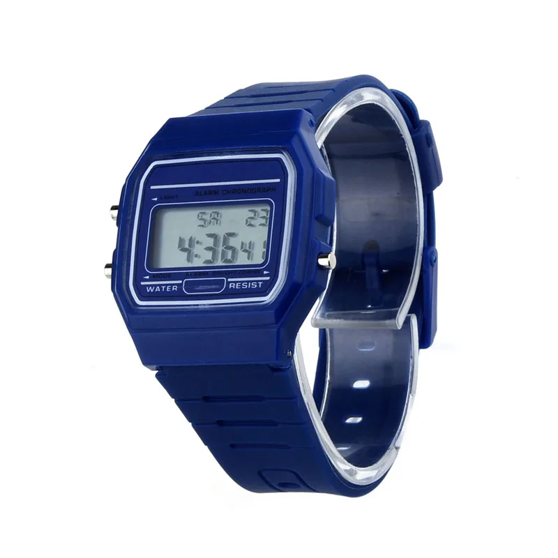 Силиконовый ремешок Ретро Винтажные цифровые часы для мальчиков и девочек мужские Relojes Hombre винтажные Relogio Feminino Masculino Erkek Ko - Цвет: Синий