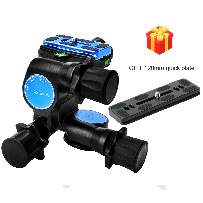 Benro GD3WH Gear Drive 3 Way Head Three-Dimensional Magensium Heads For Camera Tripod Monopod Easy to take pictures