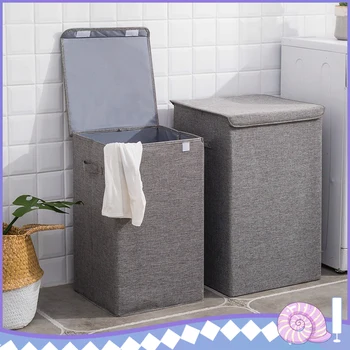 

Folding Laundry Basket Grey Felt Storage Basket Bag Handle Bedroom Closet Clothing Storage Bags Laundry Organizer High Capacity