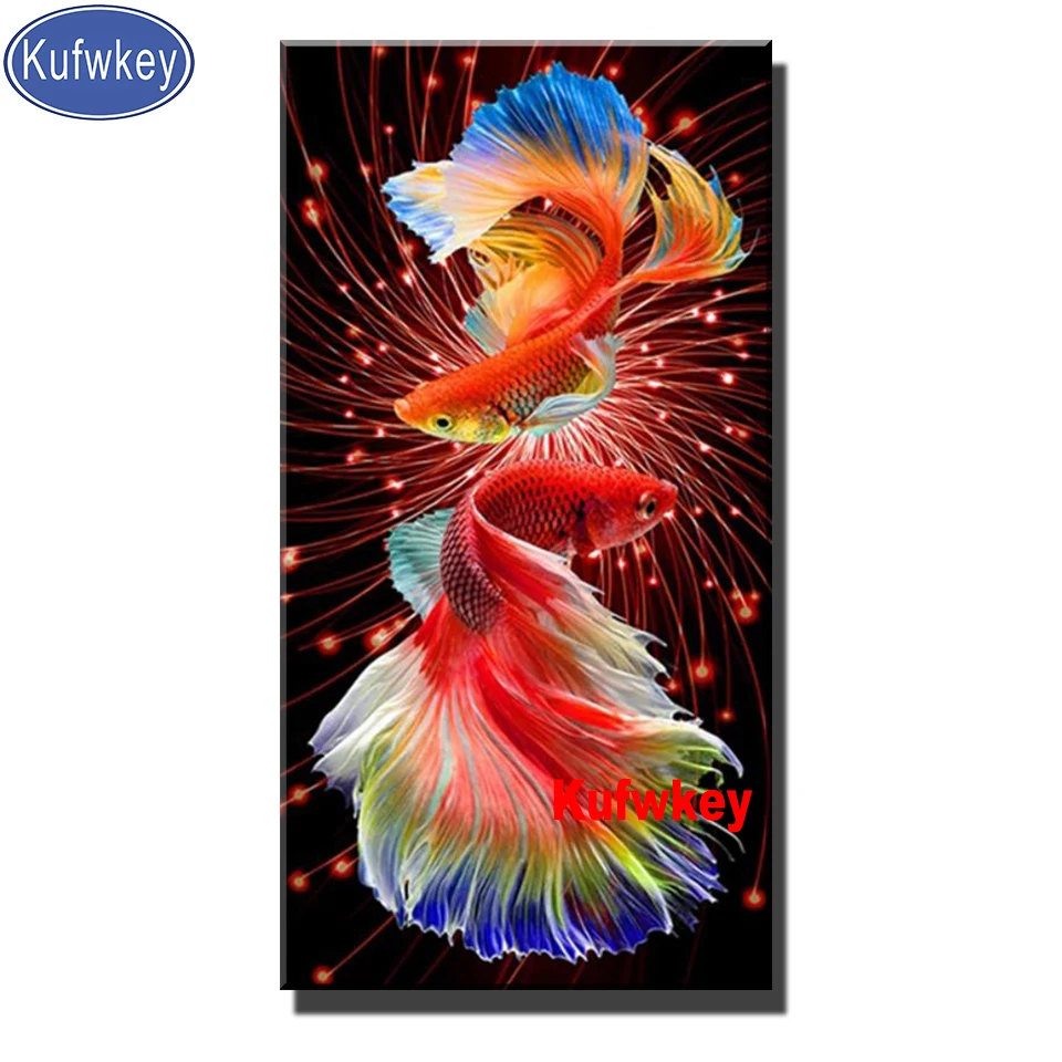 Full Square Round 5D DIY Diamond Embroidery Fish goldfish Cross Stitch Diamond Painting Animal Mosaic Picture Rhinestones,