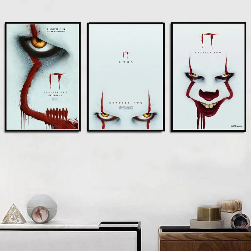 Настенный плакат NT-002 картина из фильма ужасы маслом Pennywise II Картина на холсте для