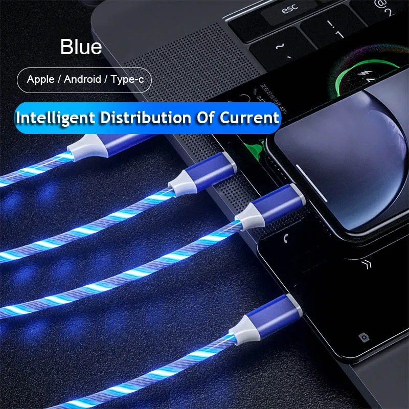 3 в 1 USB кабель для iPhone XS X XR 8 7 6 кабель Micro usb type C кабель для samsung S9 S8 кабель быстрой зарядки 2A шнур зарядного устройства - Цвет: Smart Charging cable