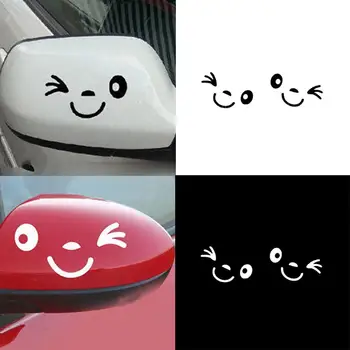 

Car Rearview MirrorSticker Lovely Smiling Face Car Rearview Mirror Reflective Decal Decor Auto Body Styling Stickers Accessorie