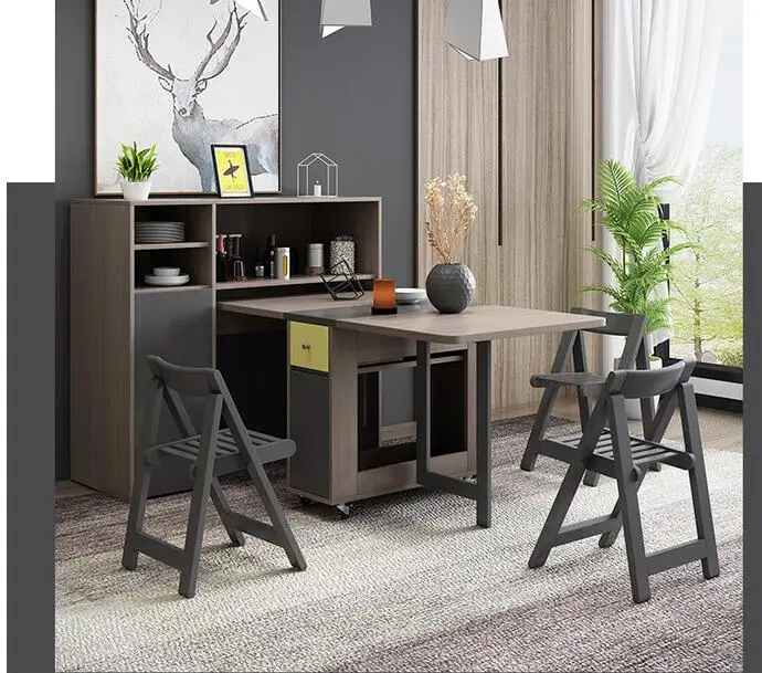 Multifunctional folding dining table and chair combination modern simple small family dining table simple solid