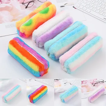 

Kawaii Plush Pen Case Cute Rainbow Pencil Case Large Capacity Pencil Bag For Kids Girls Gift School Office Supplies Stationery