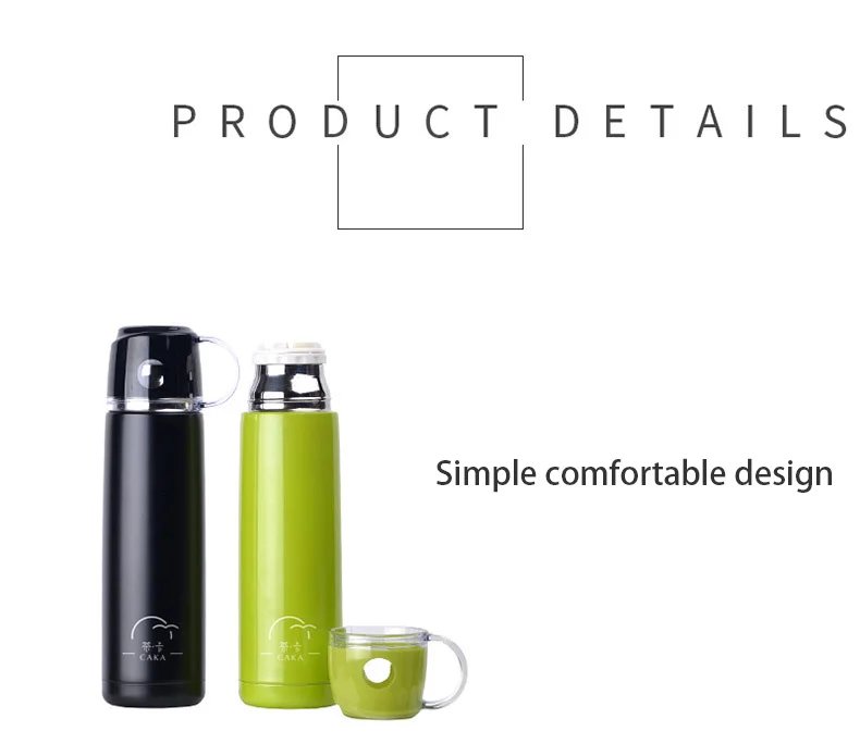 Candy Color Stainless Steel Vacuum Flasks 500ml Thermos Cup Detachable Coffee Tea Milk Travel Mug Thermo Car Water Bottles