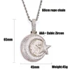 AZ Big Star Moon Iced Out Pendant Necklace For Men Women Full Bling Zircon Cuban Chain Link Hip Hop Jewelry Free Shipping 6