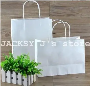 

50PCS White Kraft Paper Bags Top Quality Paper Bags Custom Printed Your LOGO 13.7'' x 10.6''