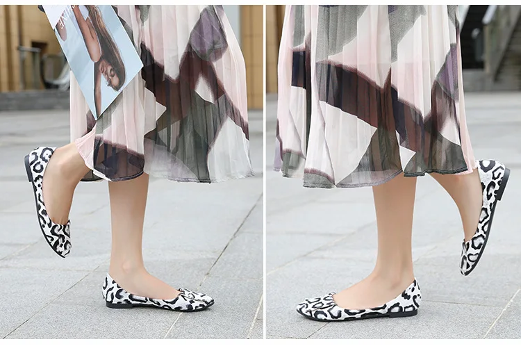 Размеры 44, 45 размера плюс на плоской подошве; женская обувь; пикантная леопардовая расцветка; туфли на плоской подошве с закрытым носком; Разноцветные балетки; женская обувь без застежки; Мокасины без задника