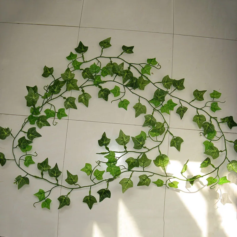 2,4 м искусственный Плющ зеленый лист растения-гирлянды искусственная Виноградная лоза Листва Цветы домашний декор пластик искусственный цветок гирлянда из ротанга