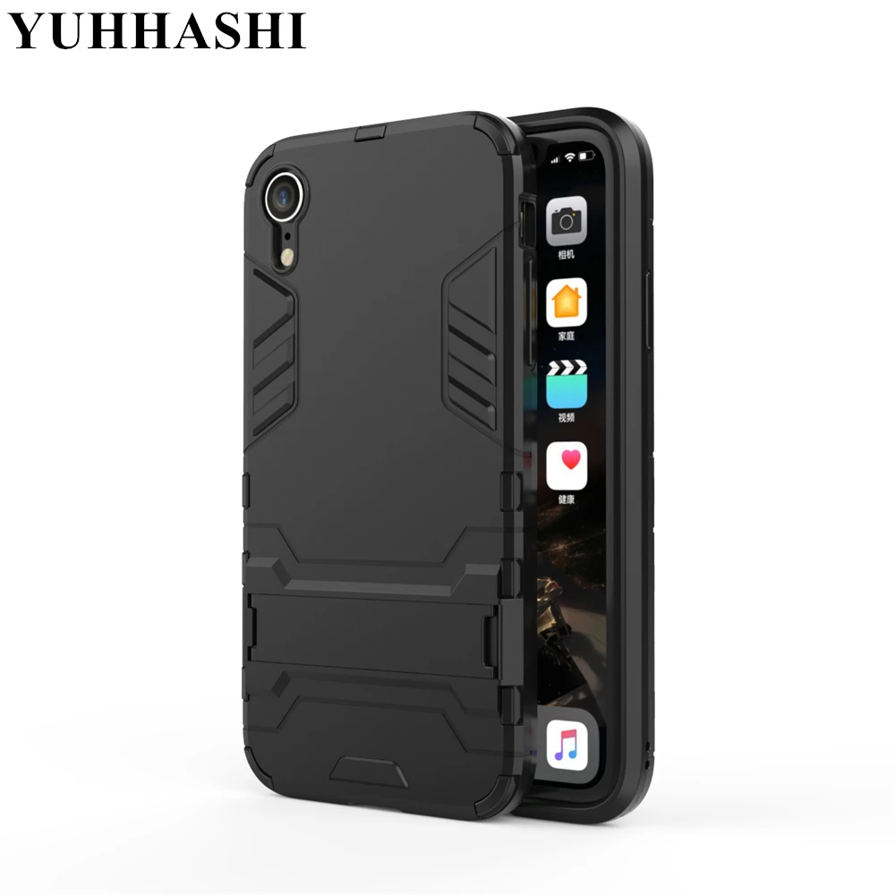 Защитный противоударный жесткий чехол yuhashi с подставкой для iPhone XR, защитный чехол с держателем для задней панели телефона, чехол-бампер для iPhone XR, Funda