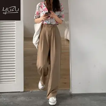 

Vintage Cargo Pants Women Minimalist Loose Casual Wide Leg Pants Summer 2020 Solid High Waisted Pants
