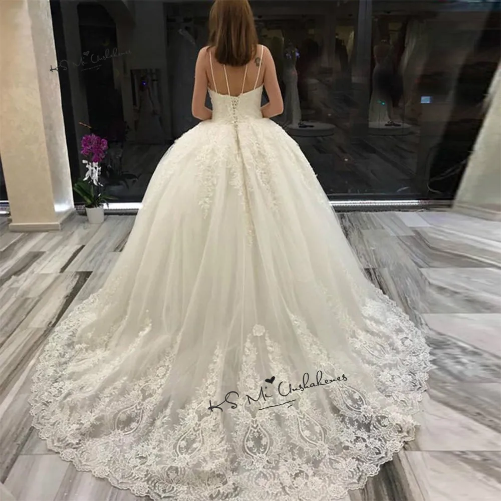 Vestido de Noiva Princesa свадебное платье винтажные Свадебные платья кружевные цветы открытая спина платья невесты с коротким шлейфом пышные
