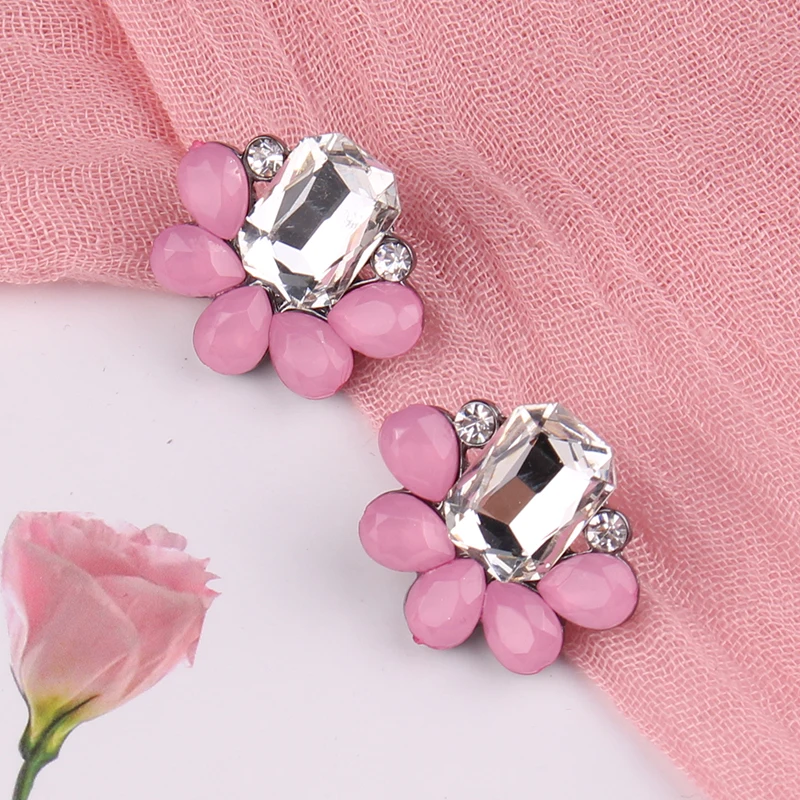 opal pink LUBOV разноцветные треугольные Цветочные Стразы серьги-гвоздики анти золотой пирсинг серьги трендовые женские свадебные украшения для вечеринки - Окраска металла: opal pink