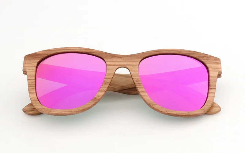 Pink Винтажные Поляризованные мужские солнцезащитные очки, женские деревянные очки ручной работы, брендовые дизайнерские очки UV400 Gafas de sol - Цвет линз: Pink