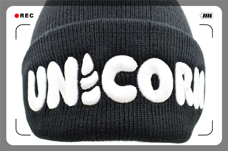 Black Unicorn Beanie Hat